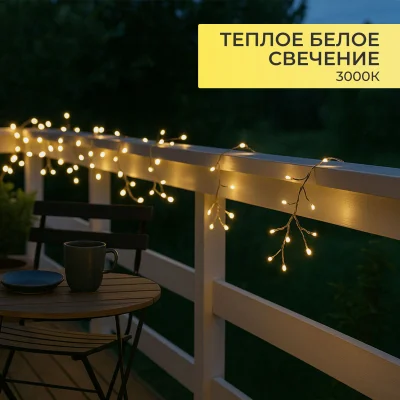 Светодиодная гирлянда AKS тип 6 ( Капли 60LED, 1.1м, 3АА )_6