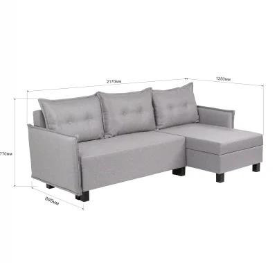 Диван-кровать угловой Туули КП Velutto 32, серый (черные опоры)_11