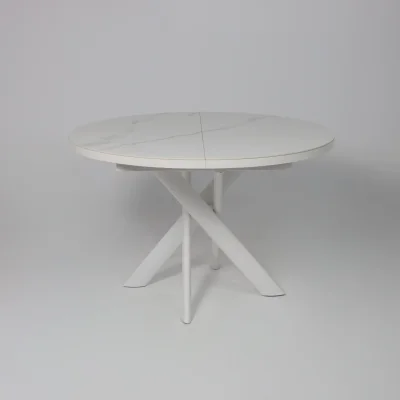 Стол RONALDO-120, круглый раздвижной 120(160), PATAGONOA BIANCO GLOSS PREMIUM CER/Белый_14