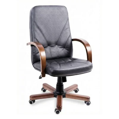 Кресло Менеджер экстра (орех темный) кожа (черная) мультиблок_2