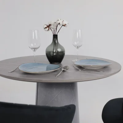 Стол AV 2317, МДФ+керамика, нераздвижной 900 серый, матовый LARKA GREY/черный+HPL Будда_6