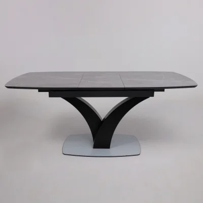 Стол НОТР ДАМ MODERNE, керамика 0 кат. 1400(1800)*850, Камень серый Greys Grey/Черный матовый_23