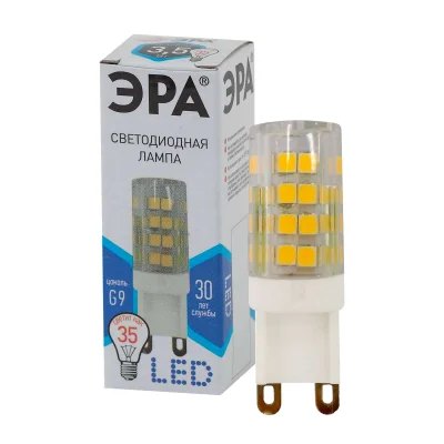Лампочка светодиодная G9 3,5Вт керамика капсула нейтральный белый свет  ЭРА STD LED JCD-3,5W-CER-840-G9 фотография