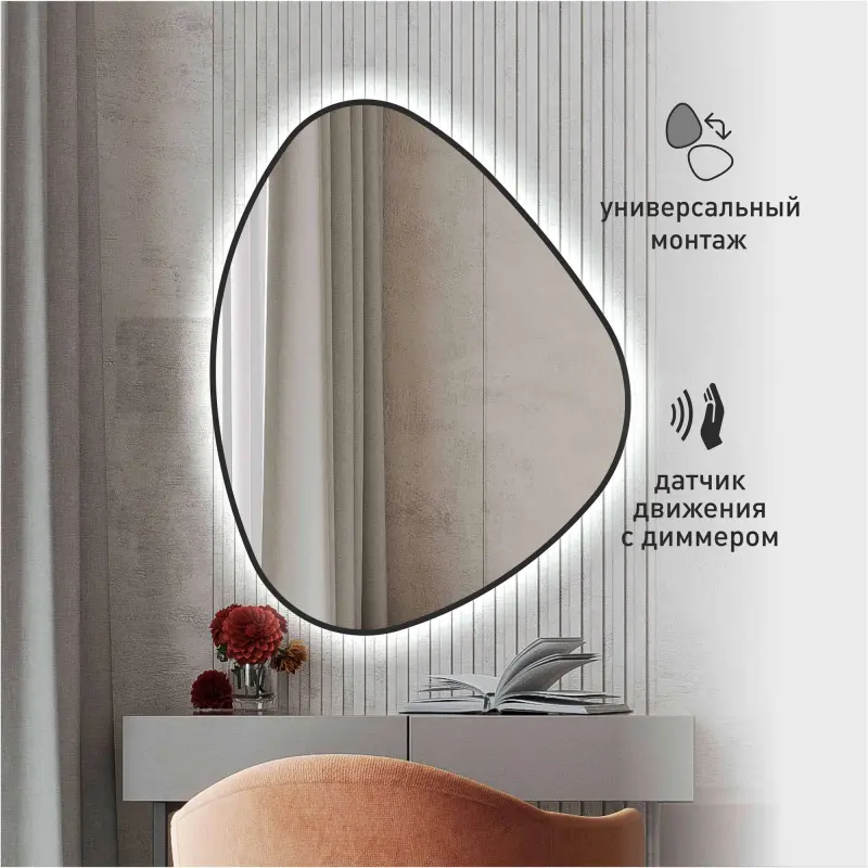 680*850 Зеркало с подсветкой.Открытый свет, фоновая подсветка,датчик движения, Java black 6885 d2-6_preview_6