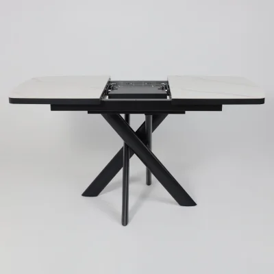 Стол LEONEL-110, раздвижной 110(145)х80, COROLLA WHITE GLOSS ST CER/Черный_16