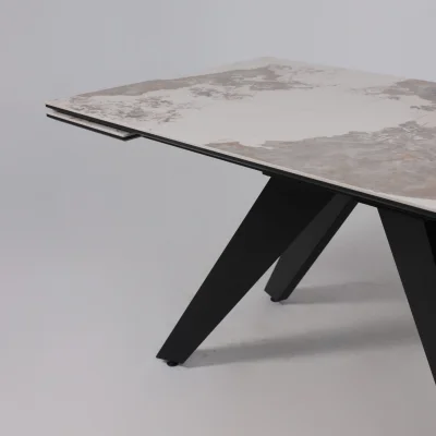 Стол AV 2122, МДФ+керамика, раздвижной 1400 (2000)*850 белый, глянцевый PANDORA/черный_13