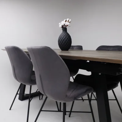 Стол САНГАЙ раздвижной, 136(196)*80*80, дуб галифакс табак / черный (ПрР-7 DSW (02) ТрН/Р-80)_8