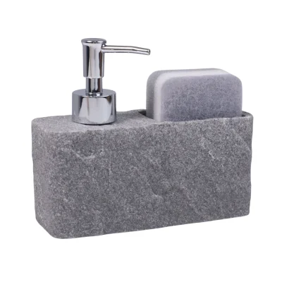 Дозатор декоративный с подставкой для губки NEXUS, серый фотография