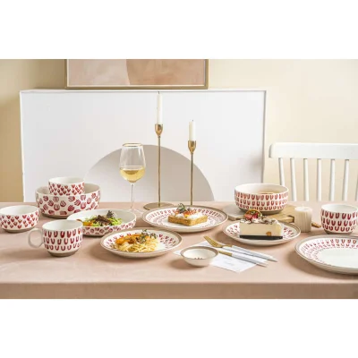 Миска-Боул LOVE PRINT, керамика, красный принт, d17*7,4см_5