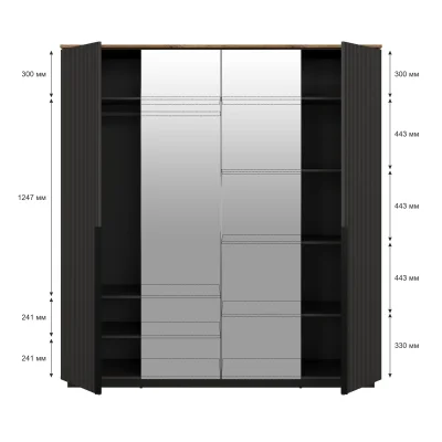 Н.м. "SAN GIMIGNANO" шкаф SZF4D, к.Антрацитовый+Дуб нокс/ф.Антрацитовый+Готика_6
