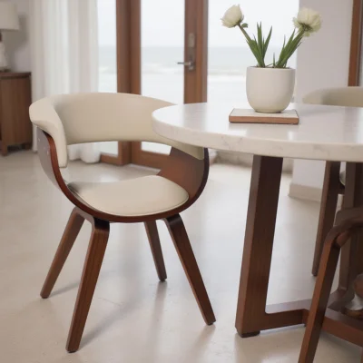 Кресло барное MODY, экокожа, кремовый/орех_7