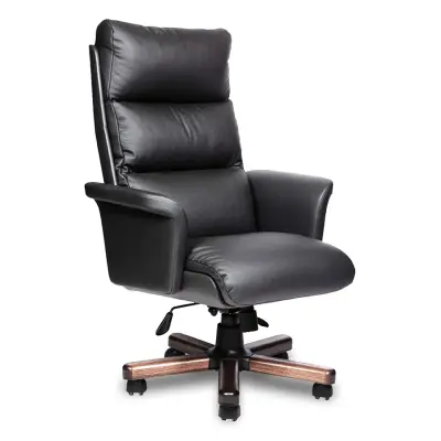 Кресло VIP A  (орех темный) кожа (черная), мультиблок фотография