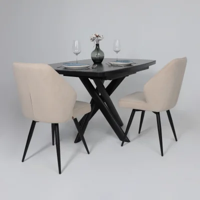 Стол LEONEL-130, раздвижной 130(165)х85, STONE BLACK ST CER/Черный_4