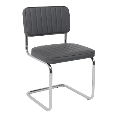 Кресло СЛАВИЯ Люкс, Pegaso темно-серая экокожа/хром фотография