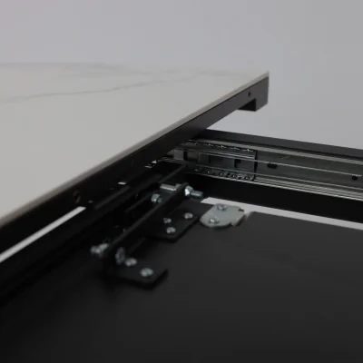 Стол RONALDO-120, круглый раздвижной 120(160), PATAGONOA BIANCO GLOSS PREMIUM CER/Черный_13