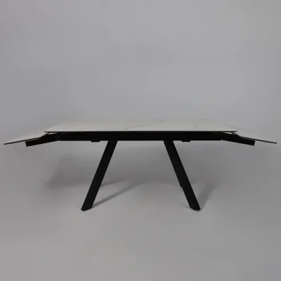 Стол МОНАКО NEW,керамика 0 кат. 1600(2240)*900, Камень белый Greys White/Черный матовый_20