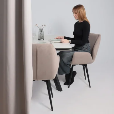 Стол МОНАКО NEW,керамика 0 кат. 1600(2240)*900, Камень белый Greys White/Черный матовый_7