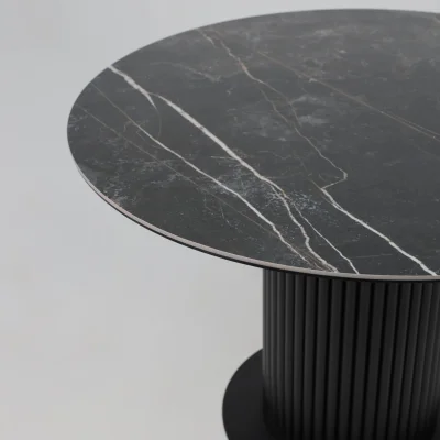 Стол РАУНД,керамика 2 кат. Д 1100, Камень черный Wacom pulido/ Черный матовый_13