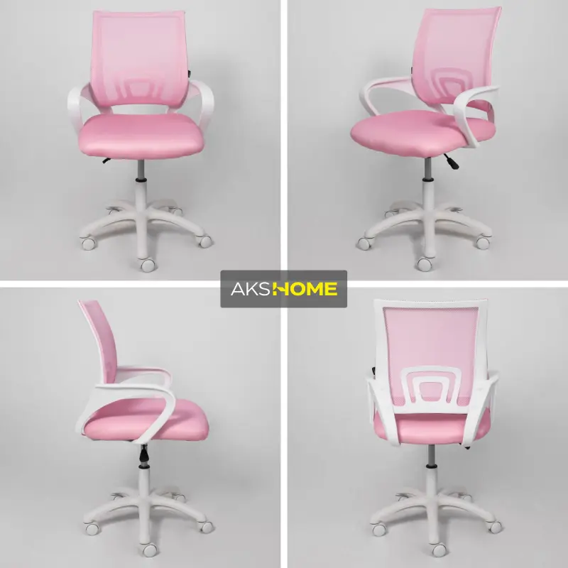 Кресло рабочее, поворотное RICCI, white, розовый_preview_3