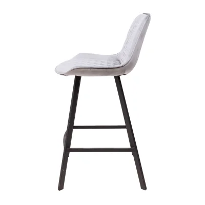 Стул барный LEROS, (светло-серый велюр HLR-20/черный)_3