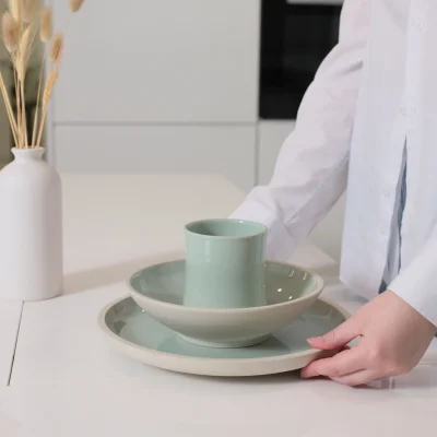 Блюдо STONE CLAY, керамика, светло-зеленый, d26*3см_11