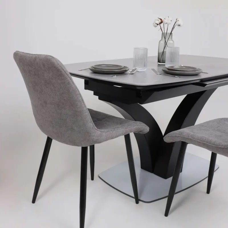 Стол НОТР ДАМ MODERNE, керамика 0 кат. 1400(1800)*850, Камень серый Greys Grey/Черный матовый_preview_8