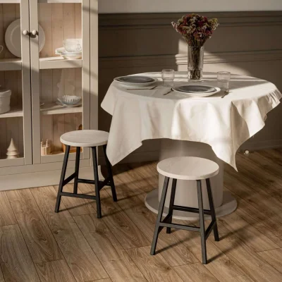 Табуреты круглые для кухни деревянные, комплект 2 шт, SMH-245 беленый дуб_2