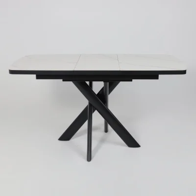 Стол LEONEL-110, раздвижной 110(145)х80, COROLLA WHITE GLOSS ST CER/Черный_19