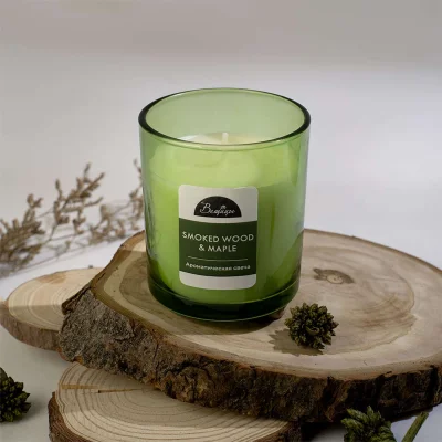 Ароматическая свеча SMOKED WOOD & MAPLE в стекле, Д70 Ш70 В78_2