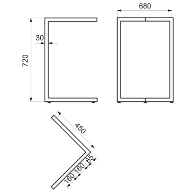 Подстолье TRES h720, белый (1 компл. = 2 шт.) AKS_2