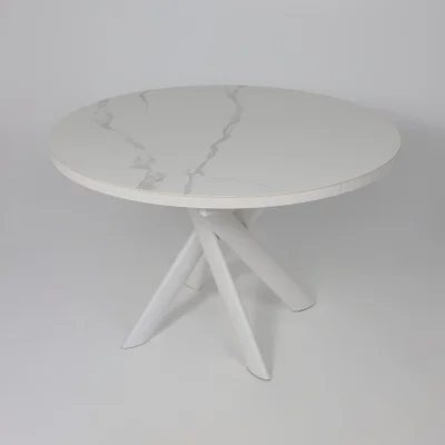 Стол RONALDO-120, круглый раздвижной 120(160), PATAGONOA BIANCO GLOSS PREMIUM CER/Белый_7