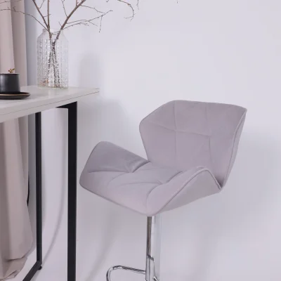 Кресло барное BERLIN GB, Kiton 722 серый велюр/хром_9