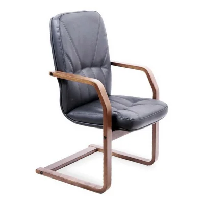 Кресло Менеджер экстра короткий конференц (орех темный) кожа (черная)_2