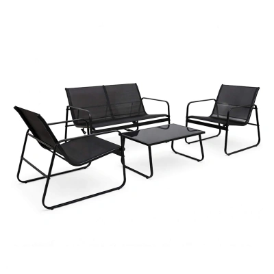 Комплект садовой мебели VERANDA (кресло 2шт, диван 1шт, стол 1шт), черный/черный фотография