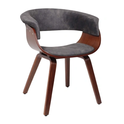 Кресло барное MODY, велюр, темно-серый Fabb 16/орех фотография