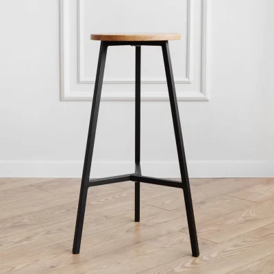 Стул полубарный круглый TRH-63натуральный/черный_5