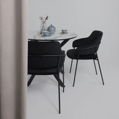 Стол МЕХИКО, пластик премиум 3Д, D950, Камень белый/ Черный матовый_4