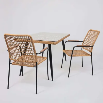 Стол садовый BERGAMO,1400*800*750, сталь-черная/ стекло 5мм_14