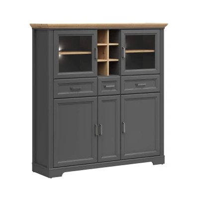 Н.м. "JASMIN" шкаф REG2W3D3S с подсветкой, к.Графит+Дуб артизан/ф.Графит фотография