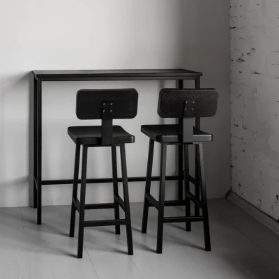 Стул полубарный со спинкой Лофт Halls-MS65 черный дуб_2