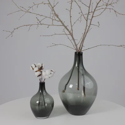 Ваза стеклянная EMBER, дымчатый,25*39.5см_2