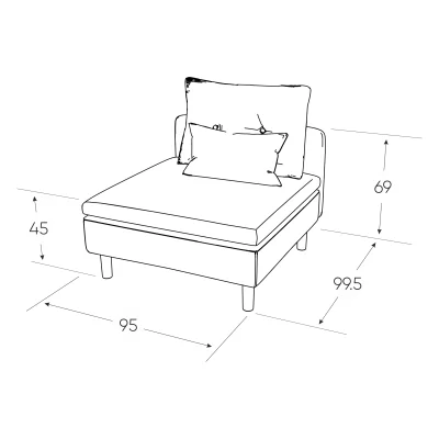 Модуль трехместный Линту + кресло Линту + подлокотник Линту, серый _44