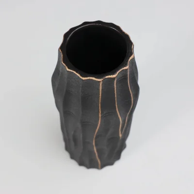 Ваза керамическая WOOD, черный, 10,5*10,5*24см_2