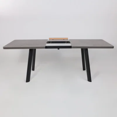 Стол LEON LUX RADIAL-180, раздвижной 180(240)х95, Дымчатая керамика/Чёрный_18