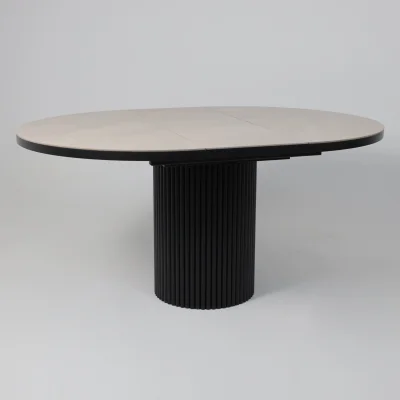 Стол ASKAR ROUND SLIDE-116, раздвижной круглый 116(156), BAYONA IVORY PREMIUM CER/Черный_12