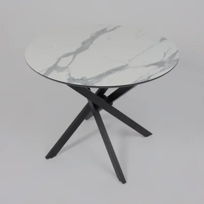 Стол МЕХИКО, пластик премиум 3Д, D950, Камень белый/ Черный матовый_11