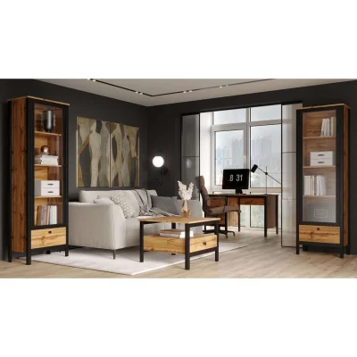 Н.м. "LOFT" стол письменный BIU/130, к.Дуб вотан+Черный/ф.Дуб вотан_3