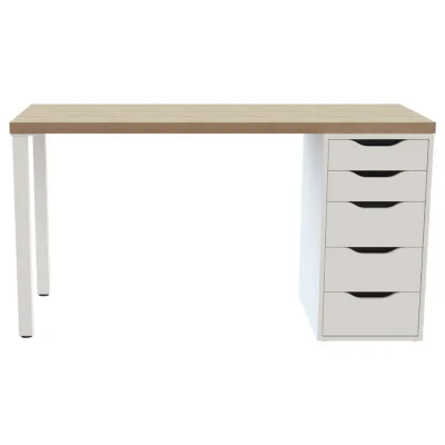Стол письменный Ингар 2/5Т, дуб беленый / белый, 1400*750*550_2