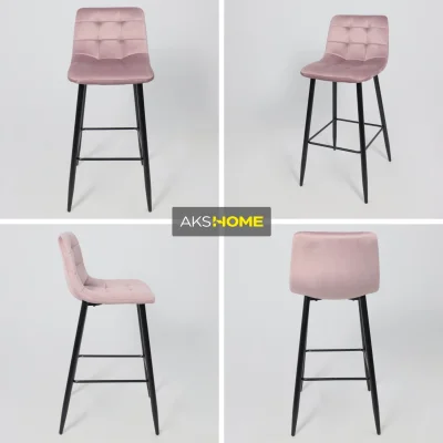 Стул STELLA, барный, пыльная роза велюр HLR25/черный_2