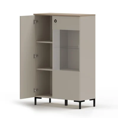 Н.м. "DOMENICA" шкаф REG1D1W/140 с подсветкой, к.Глиняный серый+Дуб сильвержек ореховый/Глиняный серый_3